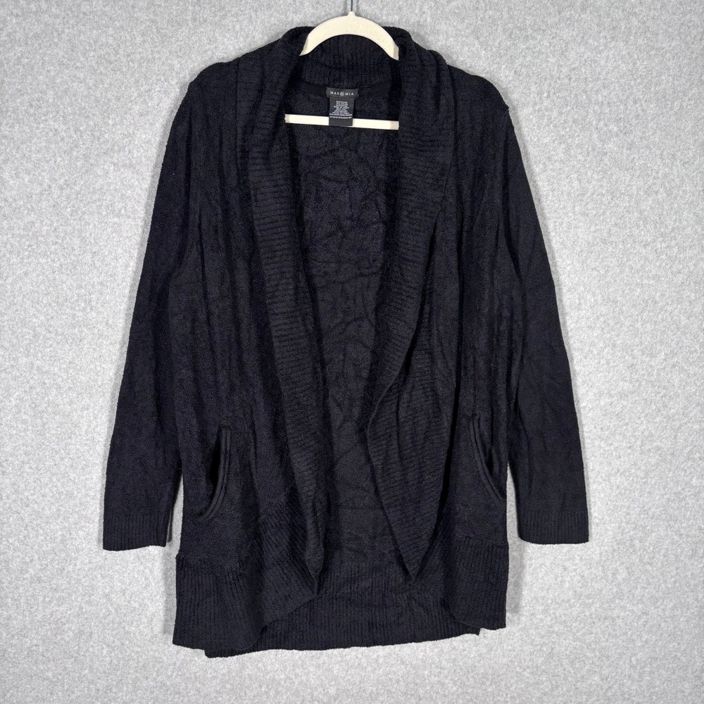 Max & Mia Cardigan Sweater XXL Black Shawl Collar Pockets Super Soft Cozy Lounge